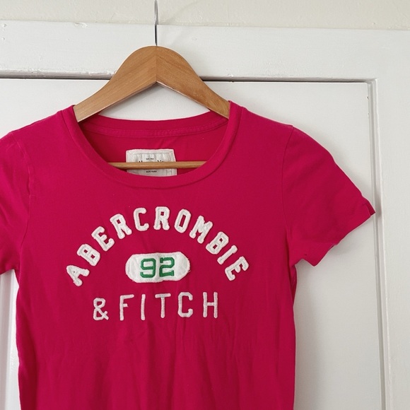 Abercrombie & Fitch Pink Fitted Short Sleeve T-Shirt Y2K Hot Pink Size S/M* - Picture 3 of 7